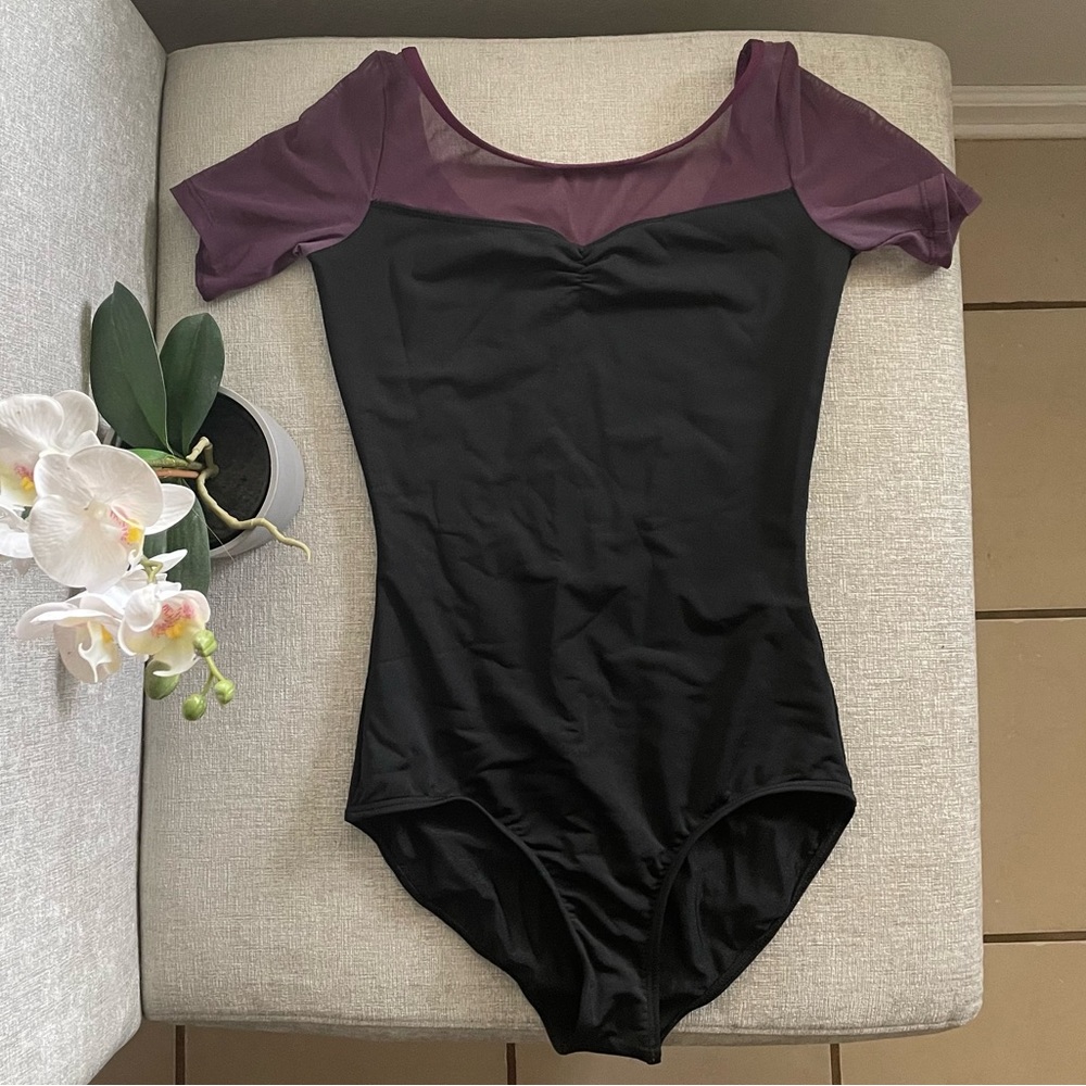 Mariia Black and Purple Dance Leotard